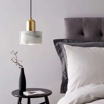 Nordic ins singur cap mic pandantiv lampă de noptieră dormitor lampa de creatie de lux din marmură pandantiv lampă E27 110V 220V 230V