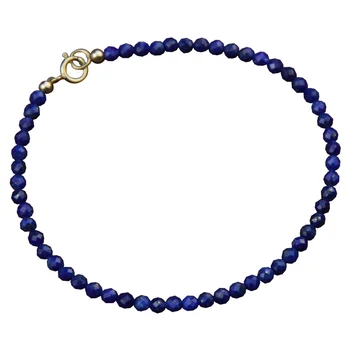 Lily Bijuterii Lapis lazuli Bratara 3mm Bratara 925Sterling argintiu Incuietoare Bun pentru Relatii Cadou pentru Barbati Femei