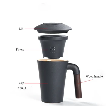 BuuCup japoneză ceramice, cani de ceai, cești de ceai ceașcă de cafea cu filtre de ceai seturi de 300ml