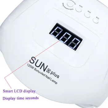 Brand SUNXPlus 120W Lampa UV Lampa LED pentru Unghii Uscător de Rapid de Uscare UV Gel lac de Unghii Cu Detectare Automată Ecran LCD 10s/30s/60s/99s