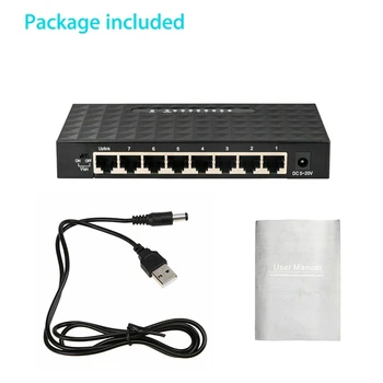 USB Mini Lan Poe de Rețea Ethernet Desktop Switch 8 Port 10 100Mbps Fast Internet Hub