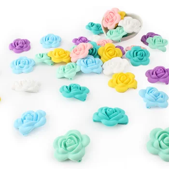 Să păstreze și să Crească 10buc Silicon Trandafir Margele BPA Gratuit Copil Dentitie Margele de Flori în Formă de jucării Teether Copil Pentru Copii Dentiție Colier Face
