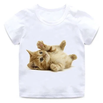BTSW Noi pentru Copii Animale Pisici Realist Topuri de Vara Print Amuzant Drăguț Imprimare Fete Baieti Tricou Copil Casual Uzura pentru Copii