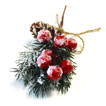Ace De Pin Artificial Fructe Roșii Ramuri De Simulare Fructe De Padure Decoratiuni De Ace De Pin Roșu De Crăciun Ornamente De Crăciun Decor