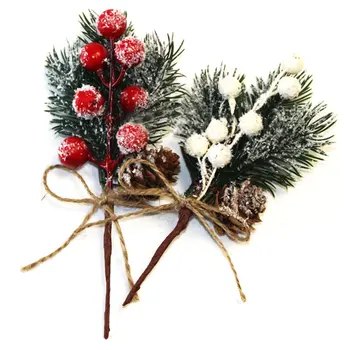 Ace De Pin Artificial Fructe Roșii Ramuri De Simulare Fructe De Padure Decoratiuni De Ace De Pin Roșu De Crăciun Ornamente De Crăciun Decor