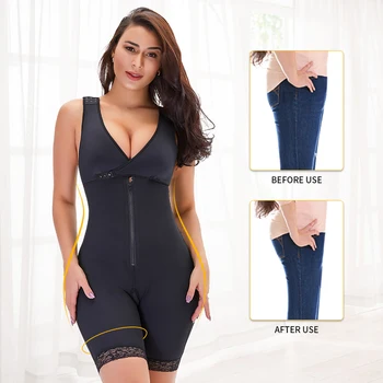 Plus Dimensiune Femei Body Shaper Post Liposuctie Brâu Clip Zip Bodysuit Vesta Talie Formator Reductoras Corset Body Control