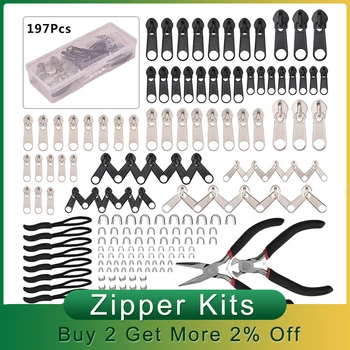 85/197pcs Fermoar Kit de Reparare Inlocuire Fermoar Instrument Auxiliar Unelte de Instalare De Corturi Saci de Metal Zip Accesorii Cap