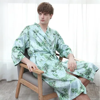 Oamenii de Imprimare Satin Halat Moale Matasoasa Rochie Kimono Sleepwear Cuplu Halat de baie Rochie Casual Pijamale Iubitorii de Acasă Purta Plus Dimensiune 3XL