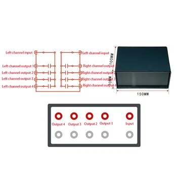 1 Intrare 4 Ieșire Simultan Pasiv de Semnal Audio Comutator Comutator Selector Cutie de Sunet HiFi Semnal Audio Splitter Cu RCA