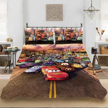Fulger McQueen Masina Set de lenjerie de Pat pentru Copii Decor Dormitor King Quilt Carpetă Acopere Set Pat de o Foaie de Băieți Acasă Lenjerie de corp pentru Copii