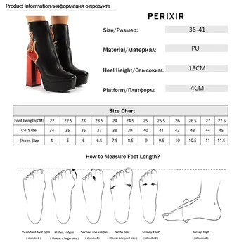 Primavara Toamna Glezna Cizme pentru Femei Cizme cu Platforma Talpa de Cauciuc Aprins Flacara Neagra din Piele PU Pantofi cu Tocuri de Femeie Confortabil