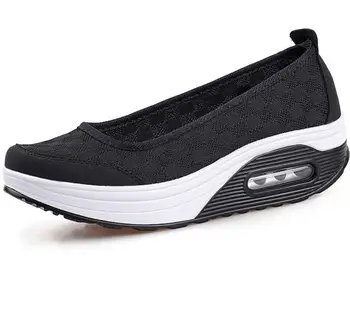 2021 Vara Femei Ușoare Pantofi Platforma Femeie Doamna Casual Plat Superficial Pantofi Slip Pe Confort Dantela Negru Tesatura Pantofi