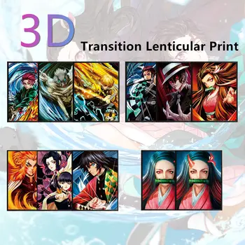 Demon Slayer 3D Poster Anime Kimetsu Nu Yaiba 3D Lenticular Poster de Perete Decor 3D Triple Tranziție Lenticular Imprimare Poster de Perete