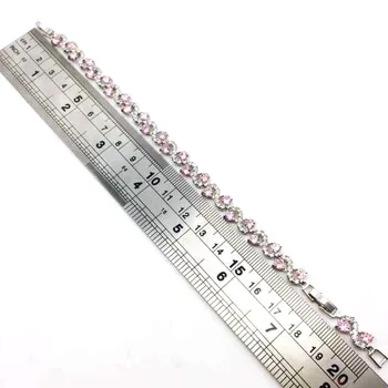 Impresionant de culoare Alb-roz piatra Bijuterii Argint Bratari & Brățară Pentru Femei, Cadou de Craciun transport Gratuit