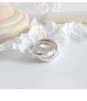 S990 Argint Moda Bijuterii Inele Deschis Femei Mată Plictisitoare Dloss Triplu Cerc Deget Inelul de logodnă Mireasa Cadou