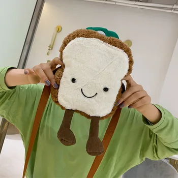 Coreeană pâine prăjită de pluș sac de sex feminin 2020 elev nou sac de mesager femei drăguț geantă de umăr