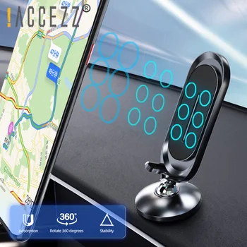 !ACCEZZ Magnetice Masina Sta Titularul de 360 de Grade, Reglabil Suport de Telefon Pentru iPhone-ul Xiaomi Metal Magnet GPS tabloul de Bord Mount Suport