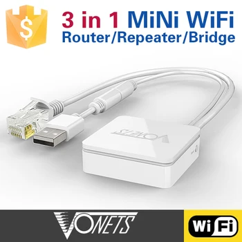 Vonets VAR11N-300 mini dual port de rețea wireless bridge router, repetor wifi bridge