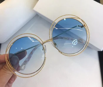 2020 Vintage Rotund Dimensiuni Mari, Supradimensionate lentile Gradient de ochelari de Soare pentru Femei Brand de Lux de Designer Cadru Metalic Doamna Ochelari de Soare cu cutie