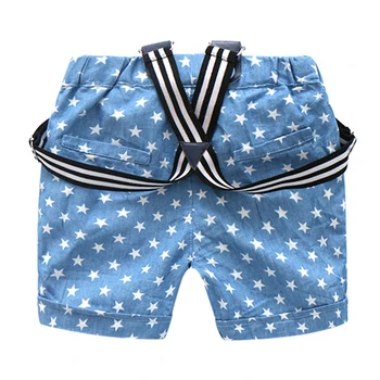 Moda Domn Îmbrăcăminte Din Bumbac Pentru Copii Seturi De Arc Tricou Copii En-Gros Haine Costume Albe Imprimate Tricou + Albastru Stele Pantaloni Scurți