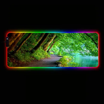 Mairuige Copac Peisaj RGB LED-uri de Mare Mouse Pad USB Cablu Iluminat Gaming Mousepad Tastatură Colorat Luminos pentru PC Soareci Mat