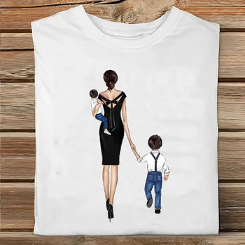 Femei cu Maneci Scurte Băiat 2021 Primăvară Dragoste Dulce Mama Mama Mama Haine de Moda de Imprimare Tricou Femei Tee Top Doamnelor Grafic T-shirt