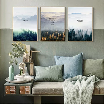 Nordică Pădure Peisaj Decorativ de Perete de Arta Canvas Postere si Printuri Panza Pictura Living Decor Acasă Poza A2 A3 A4