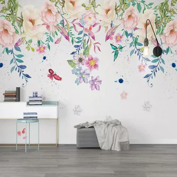 Personalizat Murale 3D Tapet de Mână-Pictat Flori Pictura pe Perete Camera de zi Dormitor Copii Decor Acasă gazete de Perete Papel De Parede 3 D