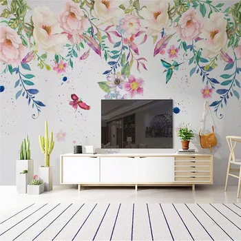 Personalizat Murale 3D Tapet de Mână-Pictat Flori Pictura pe Perete Camera de zi Dormitor Copii Decor Acasă gazete de Perete Papel De Parede 3 D