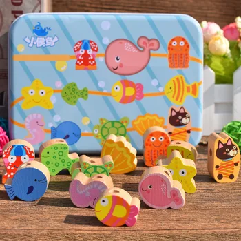 4 Stiluri pentru Copii din Lemn DIY Jucării de Desene animate de Fructe de Animale Înșirare de Filetat Margele din Lemn Jucărie Monterssori Educative pentru Copii