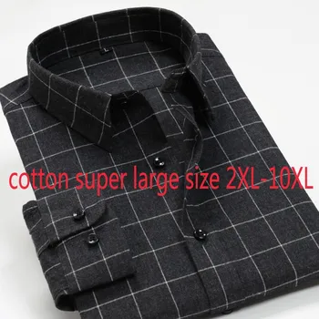 New Sosire de Moda de Înaltă Calitate Super-Mari Oxford Textile Barbati din Bumbac Dungi cu Maneca Lunga Carouri Tricouri Casual Plus Size 2XL-10XL