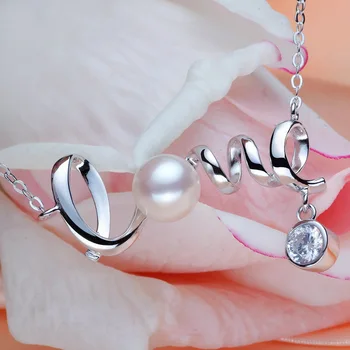 'ĀŠIQ perle Naturale de apă Dulce Pearl Coliere & Pandantive, Argint 925 Bijuterii bijuterii Noi pentru femei scrisoare de Dragoste