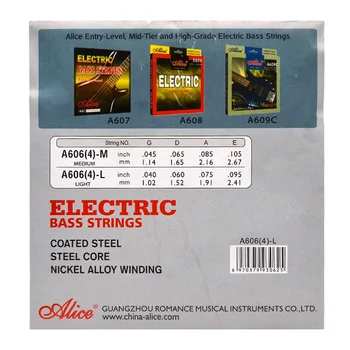 Bas Electric Șir Alice 4-string Set (045-105) Miez de Oțel Placat cu Nichel Aliaj de Rana - A606(4)-L encordoamento