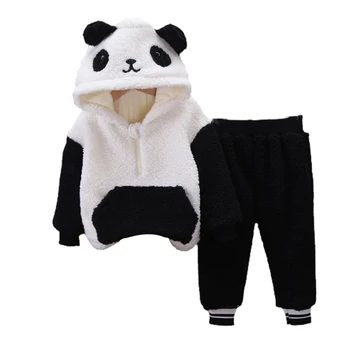 Drăguț elegant, Confortabil si Practic Convenabil Desene animate Panda Toamna Iarna Copii Haine groase Îngroșat Haina Pantaloni de Costum