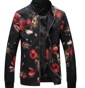 2019 Primăvara și Toamna Noua Jacheta Pilot de Moda pentru Bărbați Florale Slim Sacou Casual cu Maneci Lungi pentru Bărbați de Mari Dimensiuni Imprimare Jacheta M-6XL
