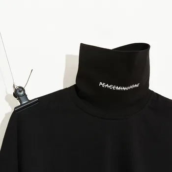 NOU!G-Dragon stil Peaceminusone PMO Turtle neck maneca lunga Camasa cu Maneca Lunga Top alb și Negru tricou
