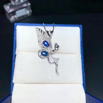 KJJEAXCMY boutique de bijuterii argint pur 925 incrustat Natural Sapphire Colier Pandantiv suport de detectare a