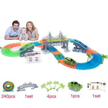 Urmăriți 240PCS/Set Stralucitoare Piste de Curse Set Flexibil pista de Curse Podul de Mașini de Jucărie Jucării Creative Cadouri Pentru Copii