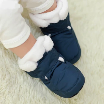 Mama Copii Pantofi pentru Copii Primul pietoni Unisex Cald Iarna Cizme Pentru Copii Sugari Faux Blana Interioara Cizme de Zapada Copilul Prewalker cu Sireturi