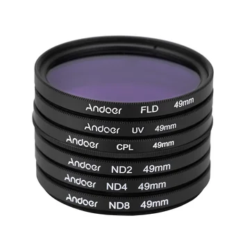 Andoer 49mm UV+CPL+FLD+ND Fotografie Filtru Kit Set pentru Nikon Canon Sony Pentax Dslr Polarizare Densitate Neutră Filtru aparat Foto