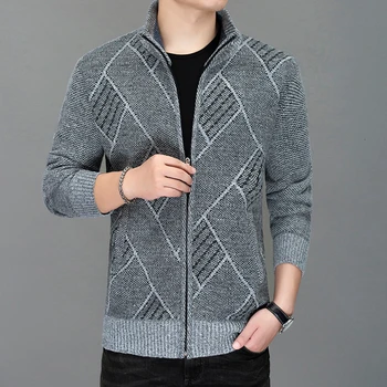 Nou Brand de Moda Pulover de Cașmir pentru Bărbați de Iarnă cu Fermoar pentru Bărbați Pulovere Pentru 2019 Stand Guler Mens Cardigan Pulover M-3XL