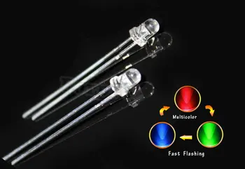 1000pcs 3mm Rotund cu Diode Emițătoare de Lumină Apa Limpede/ difuză RGB Intermitent Lent/ rapid intermitent LED-ul Clipește Multicolor Flicker