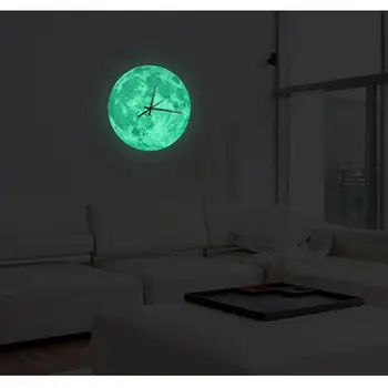 30cm de Creatie Stralucitoare Luna Ceas de Perete Impermeabil din PVC, Acril Luminos Agățat Ceas de Ceas Luna Acasa Living Decor Dormitor