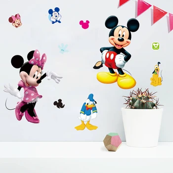 Disney Mickey Mouse Desene Animate Autocolante De Perete Pentru Copiii De Grădiniță Dormitor Decoratiuni Home Decor De Perete De Arta De Benzi Desenate Animale Murală Decalcomanii