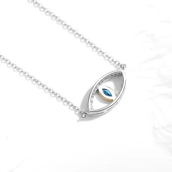 KALETINE Norocoasa Evil Eye 925 de Argint Sterlină Femei Coliere Cu Cristale Cubic Zirconia Albastru Ochi CZ Colier Bijuterii turcă