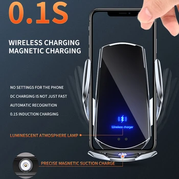 15W Automata Rapida Masina Încărcător Wireless Qi pentru iPhone 12 Pro Max 11 XS XR X 8 Magnetic USB Senzor Infraroșu de Aerisire Suport de Telefon