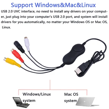 EZCAP USB Audio Video Captura USB 2.0 UVC AV Înregistrare ,Convertor Video Analog în Format Digital ,Pentru Windows, MAC OS Linux