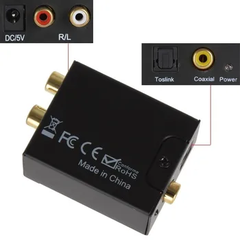 De la Digital la Analog Audio Convertor Adaptor Digital Adaptor Optic Coaxial RCA Toslink Semnal Audio Analogic Convertor RCA