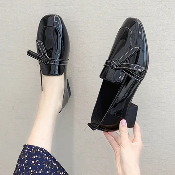 Natascha Femeie Pantofi coreean Pantofi pentru Femeie Încălțăminte Casual Stil Britanic Oxfords Femei Slip-on Deget de la picior Pătrat Superficial Apartamente