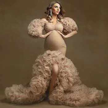 Elegant Ciufulit De Mireasa Rochii De Maternitate Plus Dimensiune Sexy Fantă Umflați Manșonul Elastic Personalizat Femei Sirena, Rochii De Petrecere